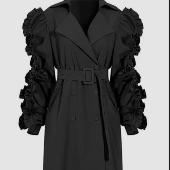 Ruffled Sleeve Trenchcoat - Picture 2 of 6
